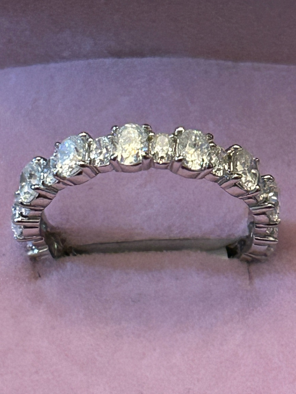 2.00CTW Oval Moissanite Full Eternity Anniversary Band Ring 925 Sterling Silver